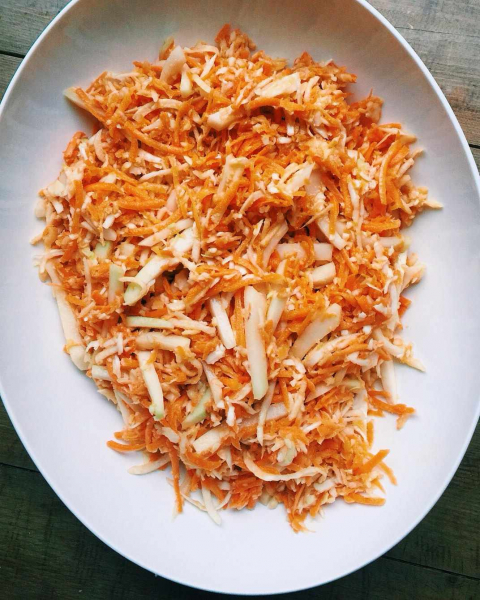 Carrot, Cabbage, and Kohlrabi Slaw With Miso Dressing Recipe